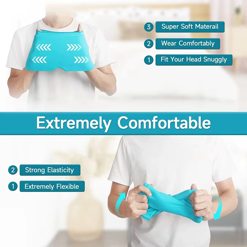 Form Fitting Gel Ice Headache Migraine Relief Hat Cold Compress Therapy Cap Ice Head Wrap Pack Mask for Tension Sinus Stress